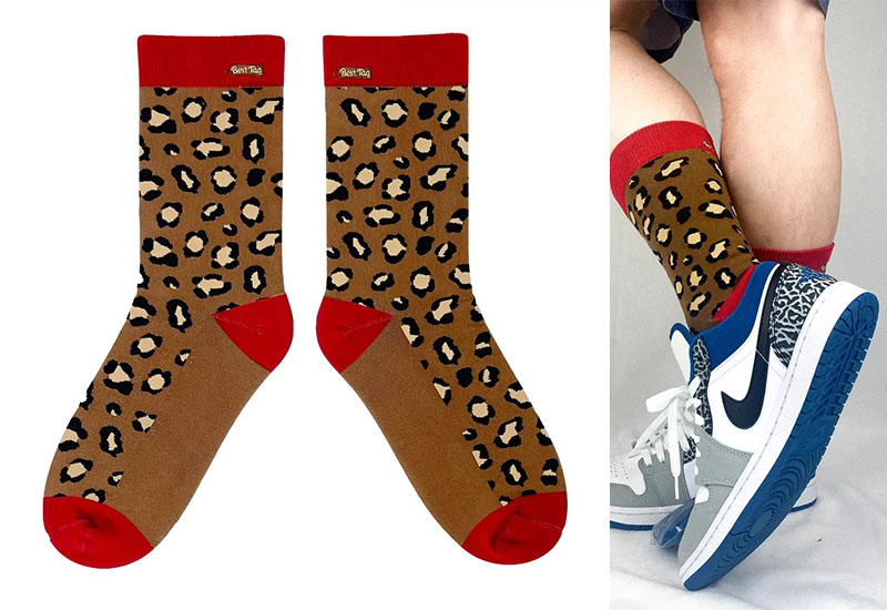 豹紋襪-紅 厚襪款(2種尺寸)